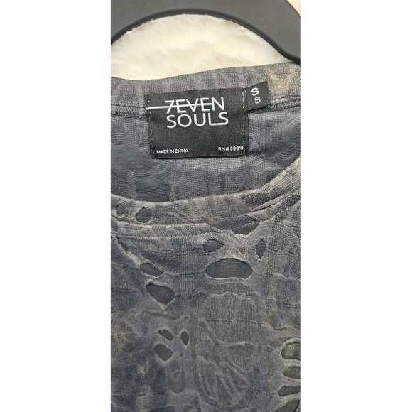 7even Souls Distressed Burnout T-Shirt Mens Small Gray Gold New Side Zip - Picture 3 of 8